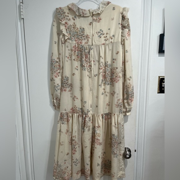 Vintage 70s Cream Floral Prairie Dress Sz. M - Picture 3 of 6